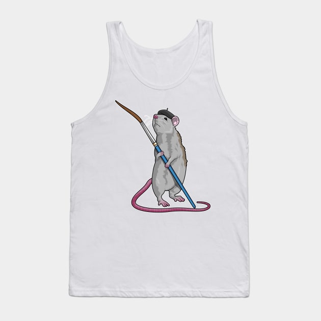 Rat as Painter with Paint brush Tank Top by Markus Schnabel